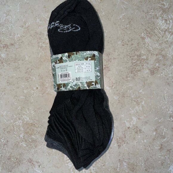 ADULT ED HARDY 10 PAIR LOW CUT WHITE BLACK & GREY SOCKS NEW - Picture 4 of 4